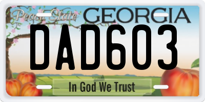 GA license plate DAD603