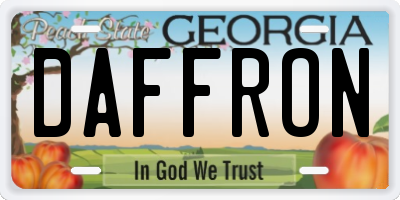 GA license plate DAFFRON