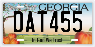 GA license plate DAT455