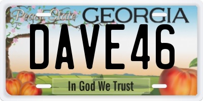 GA license plate DAVE46