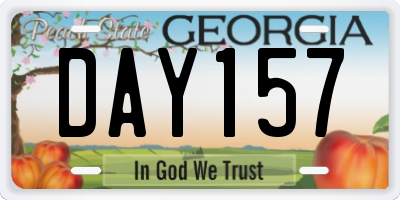 GA license plate DAY157