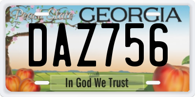 GA license plate DAZ756