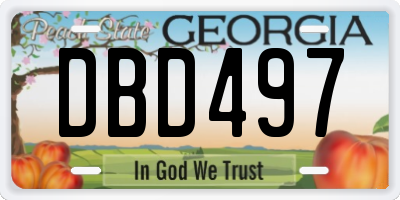 GA license plate DBD497