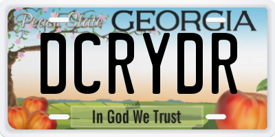 GA license plate DCRYDR