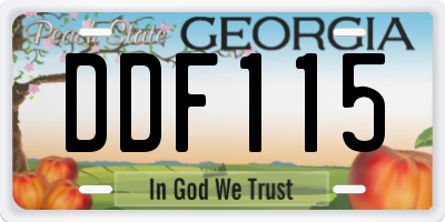 GA license plate DDF115