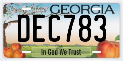 GA license plate DEC783