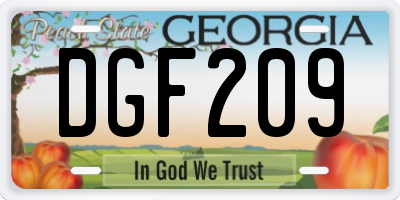 GA license plate DGF209