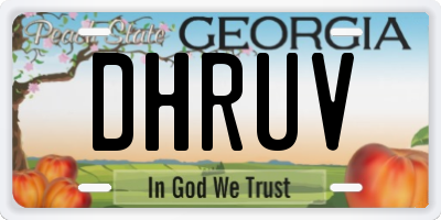 GA license plate DHRUV