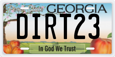 GA license plate DIRT23