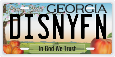 GA license plate DISNYFN