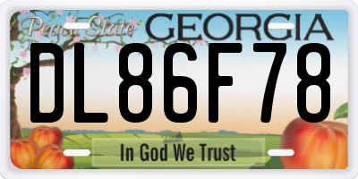 GA license plate DL86F78