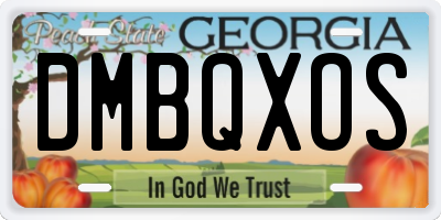 GA license plate DMBQXOS