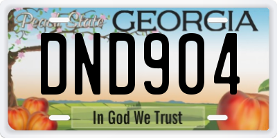 GA license plate DND904