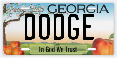 GA license plate DODGE