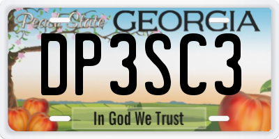 GA license plate DP3SC3