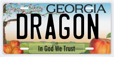 GA license plate DRAGON