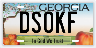 GA license plate DSOKF