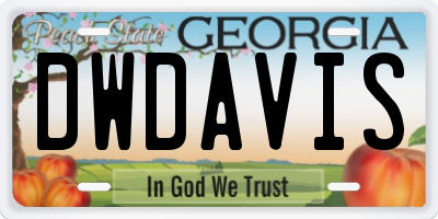 GA license plate DWDAVIS