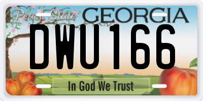 GA license plate DWU166