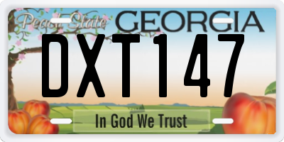 GA license plate DXT147