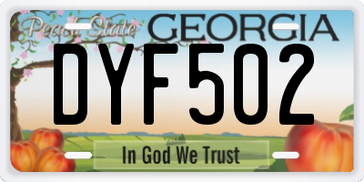 GA license plate DYF502