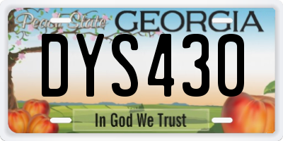 GA license plate DYS430