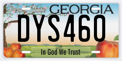 GA license plate DYS460