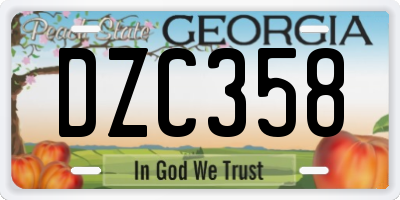 GA license plate DZC358