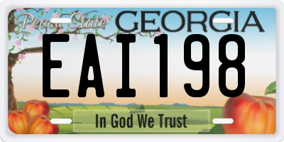 GA license plate EAI198