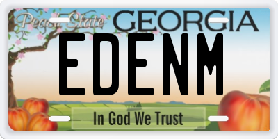 GA license plate EDENM