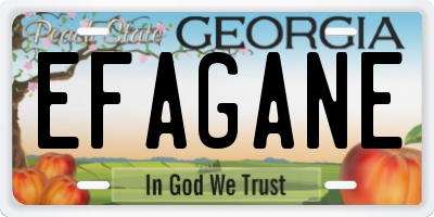 GA license plate EFAGANE