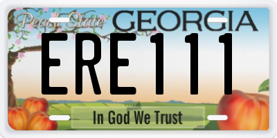 GA license plate ERE111