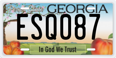 GA license plate ESQ087