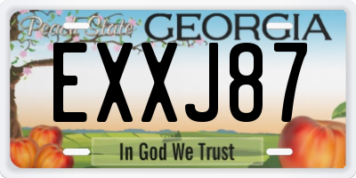 GA license plate EXXJ87