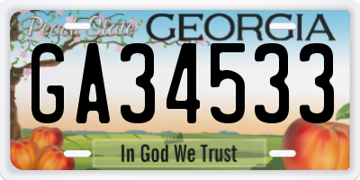 GA license plate GA34533