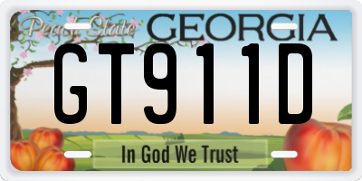GA license plate GT911D