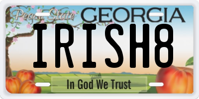 GA license plate IRISH8