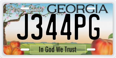 GA license plate J344PG