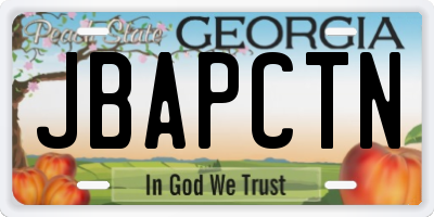 GA license plate JBAPCTN
