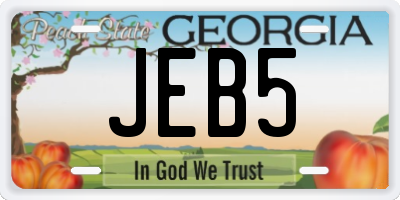 GA license plate JEB5