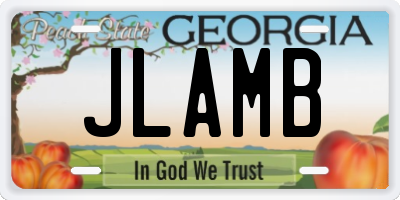 GA license plate JLAMB