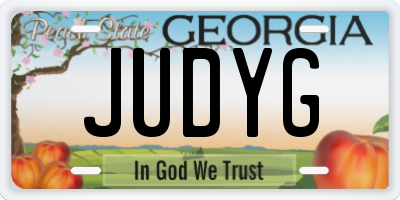 GA license plate JUDYG