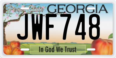 GA license plate JWF748