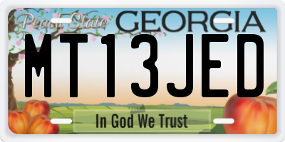 GA license plate MT13JED