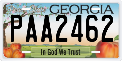 GA license plate PAA2462