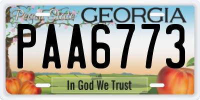 GA license plate PAA6773