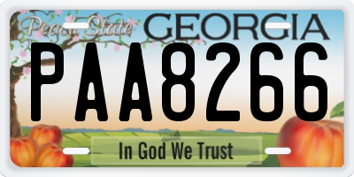 GA license plate PAA8266