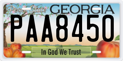 GA license plate PAA8450