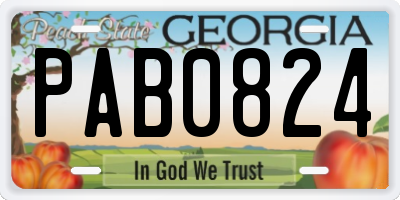 GA license plate PAB0824