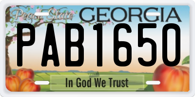 GA license plate PAB1650